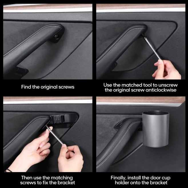 Cup Holder Set Elvix for Tesla Model 3/Y door (4 pcs)