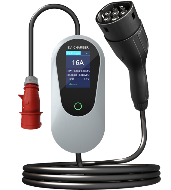 PMAC 8596 T2-3P16-CEE 11 kW 7 m Portable EV Charger with App, Elvix EV Charging Station (Silver)