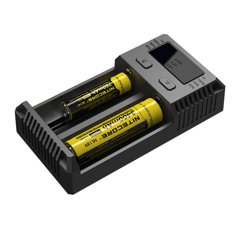 NITECORE i2 NEW inteligentna ładowarka – dwa niezależne kanały, ładowanie akumulatorów Li-Ion, Ni-MH, Ni-Cd, 12/230 V