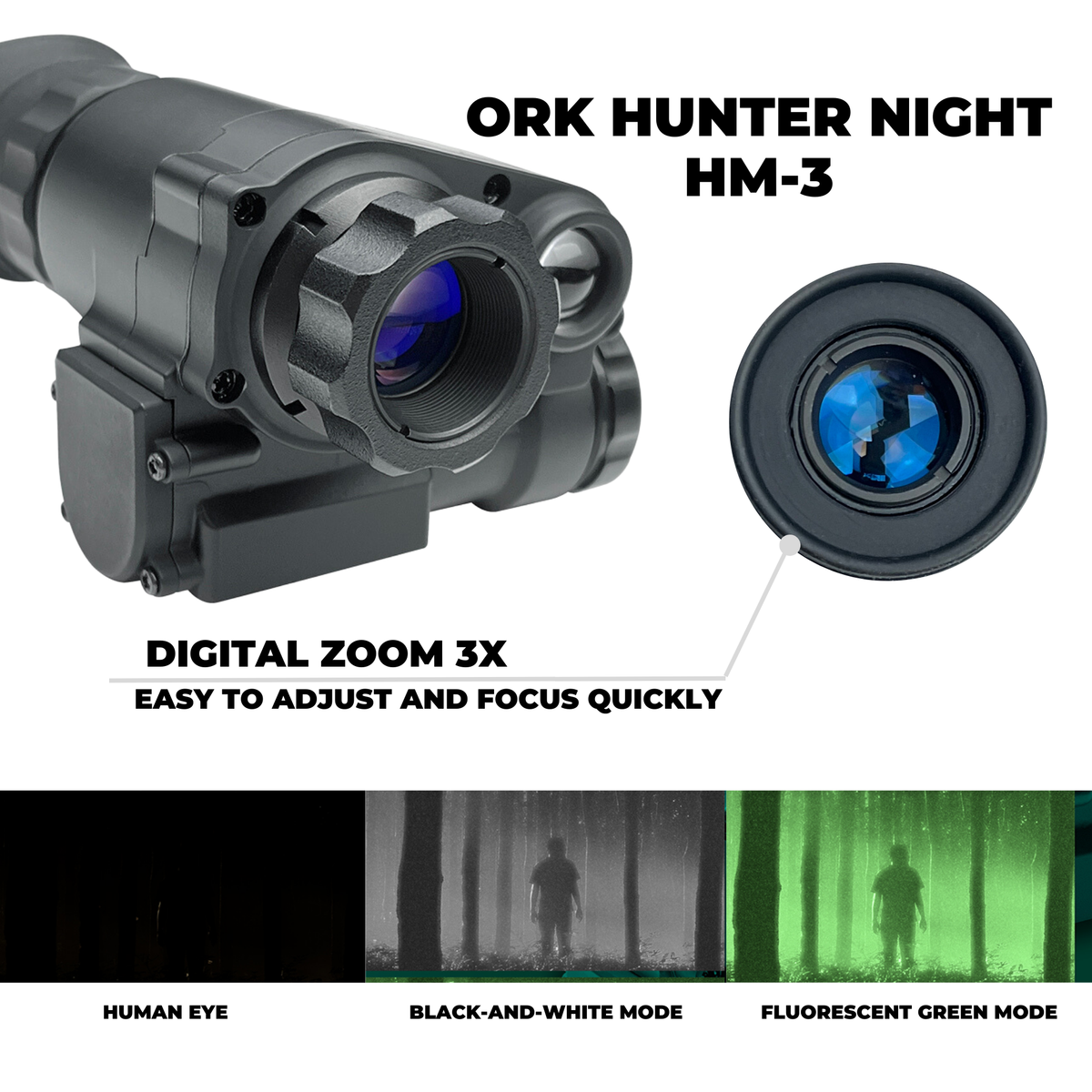 GEN1 Ork Hunter NIGHT HM-3 GEN2+ Ork Hunter PVS-7 Night Vision Monocular (With helmet and head mount)