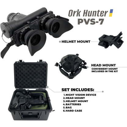 Monokular noktowizyjny GEN2+ Ork Hunter PVS-7 (z kaskiem i uchwytem na głowę)