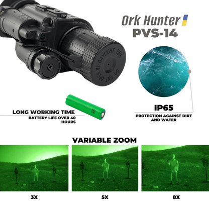 Lornetka noktowizyjna GEN2+ Ork Hunter PVS-14 (Z uchwytem na kask i głowę)