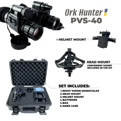 Lornetka noktowizyjna GEN2+ Ork Hunter PVS-40 (z hełmem i mocowaniem na głowę)