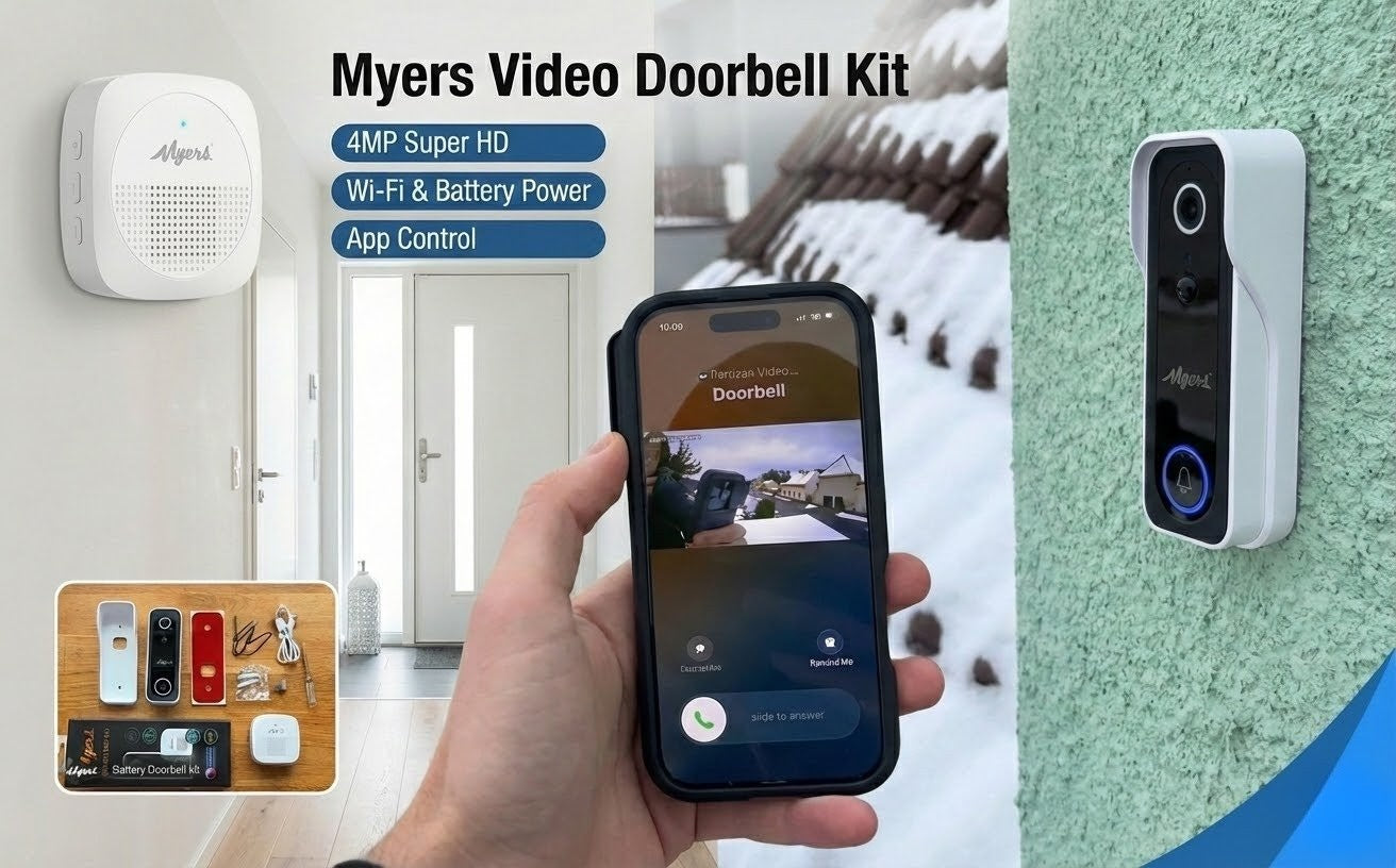 Inteligentny Dzwonek Wideo WiFi 4MP | Bateria | IP65 | Aplikacja|Audio|Detekcja ruchu
