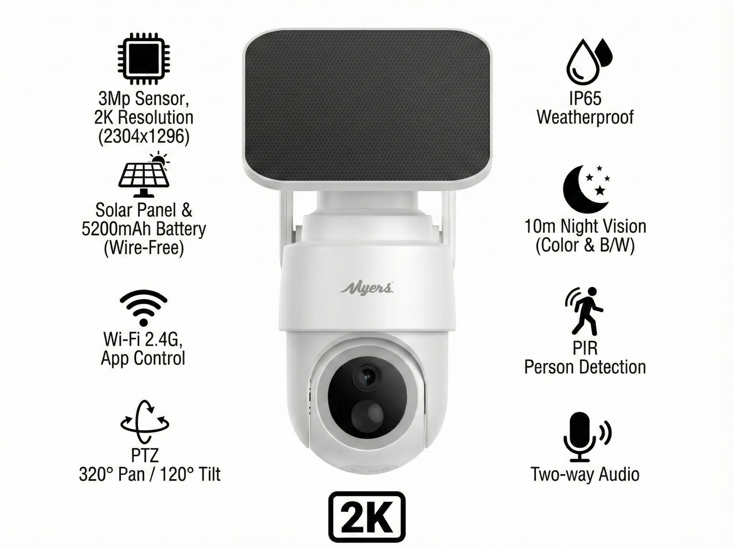 Kamera IP Solar WiFi 3MP PTZ 320° | Zewnętrzna | Bateria 5200mAh | IP65 | Audio|Aplikacja