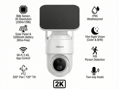 Kamera IP Solar WiFi 3MP PTZ 320° | Zewnętrzna | Bateria 5200mAh | IP65 | Audio|Aplikacja