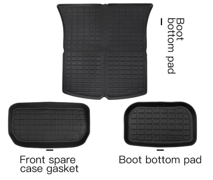 Set of Rubber Trunk Mats for the Tesla Y (3 pieces) by Elvix (Unboxed - New)