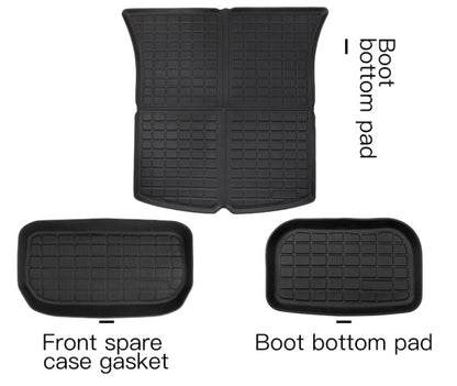 Set of Rubber Trunk Mats for the Tesla Y (3 pieces) by Elvix (Unboxed - New)