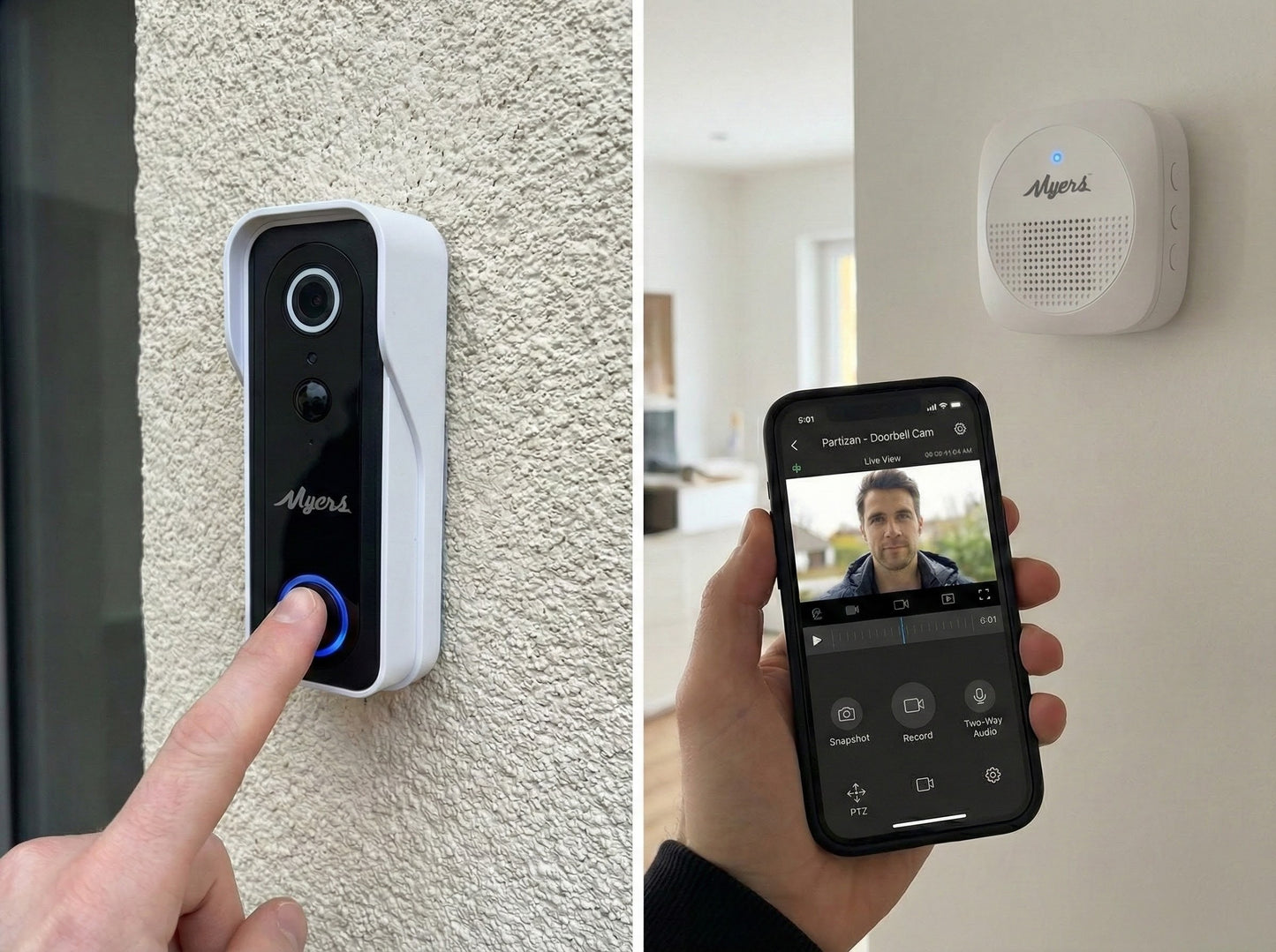 Inteligentny Dzwonek Wideo WiFi 4MP | Bateria | IP65 | Aplikacja|Audio|Detekcja ruchu