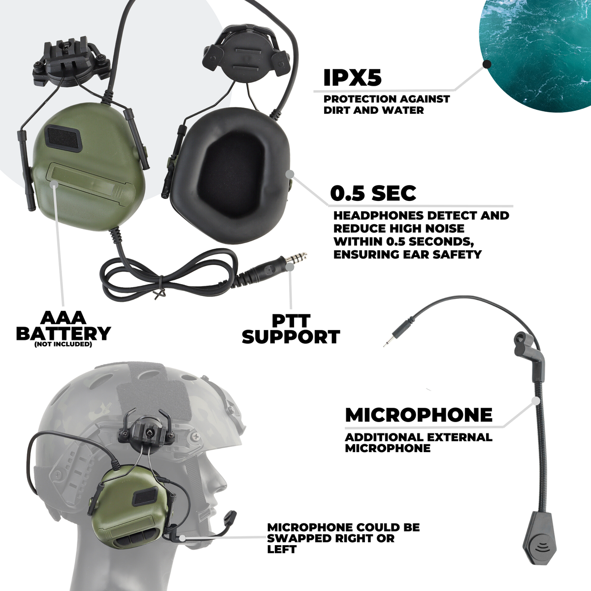 Active Helmet Headset Olive