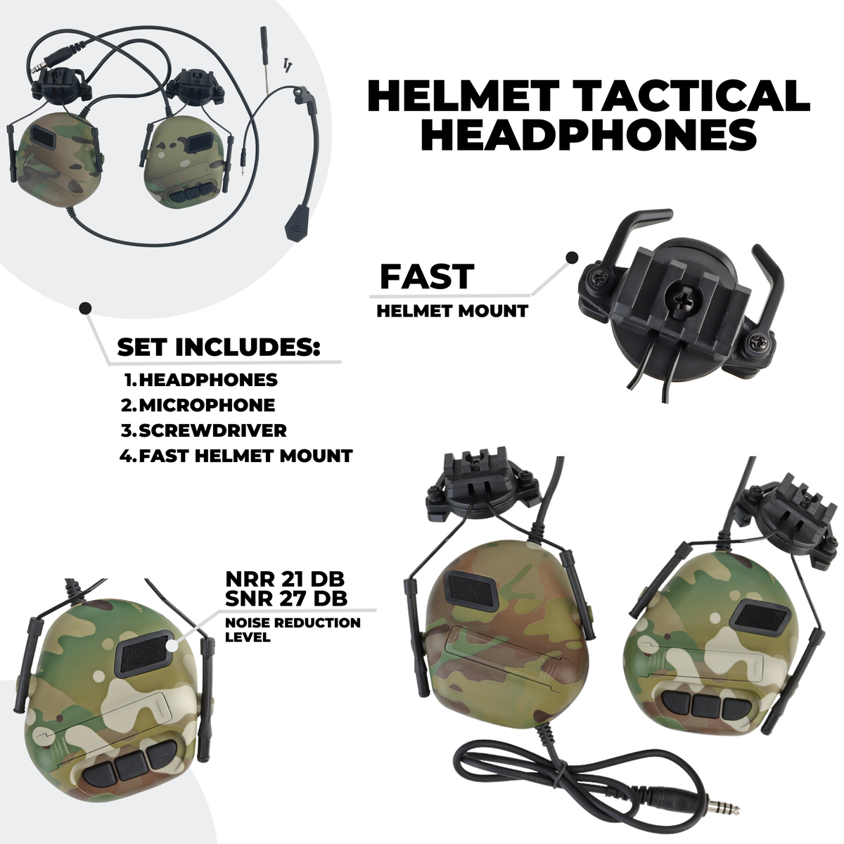 Aktywny zestaw słuchawkowy na kask Multicam